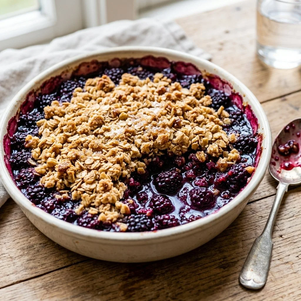 Delicious homemade Blackberry Crisp with a buttery crumble topping