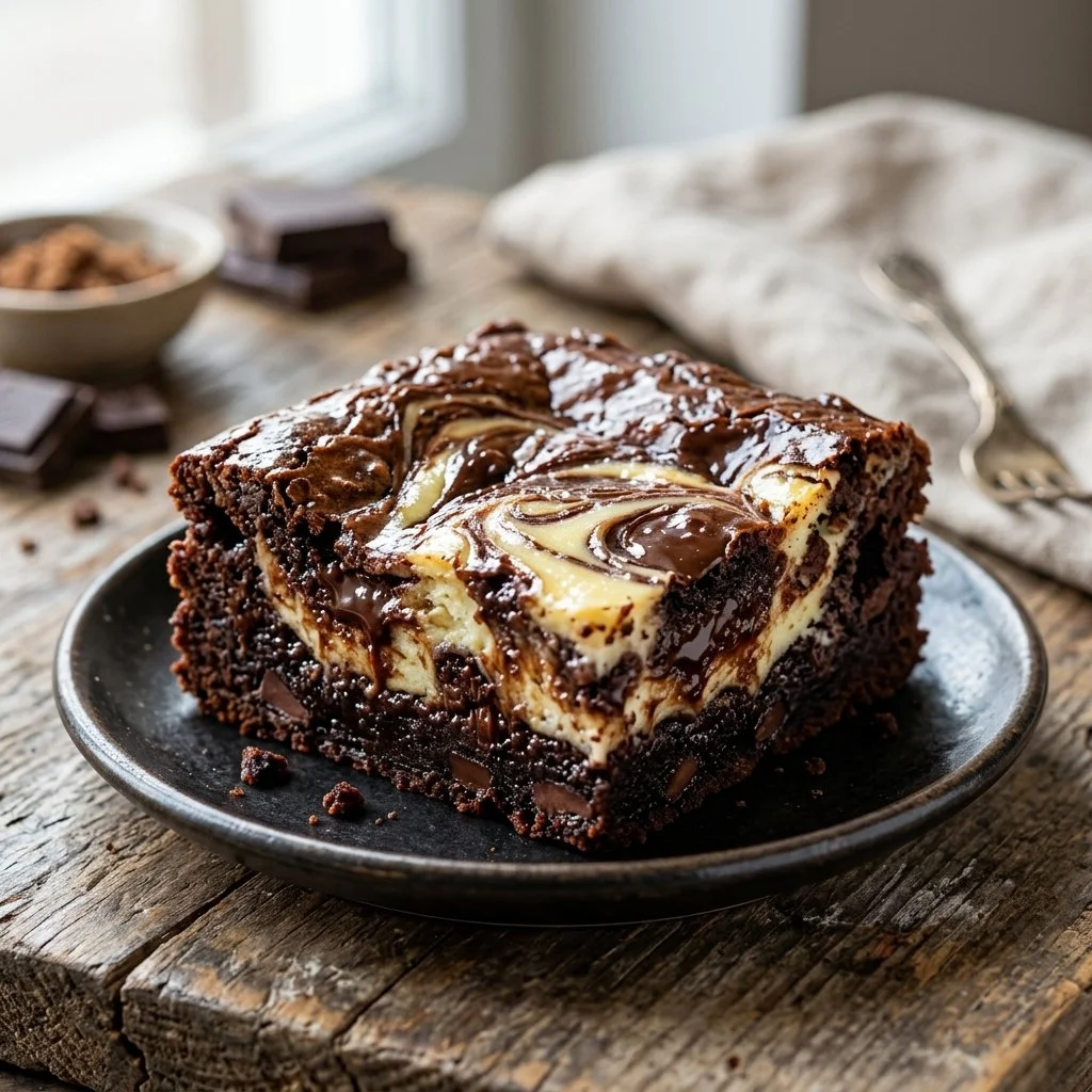 Delicious cheesecake brownies with a creamy layer on top of chocolate brownie base