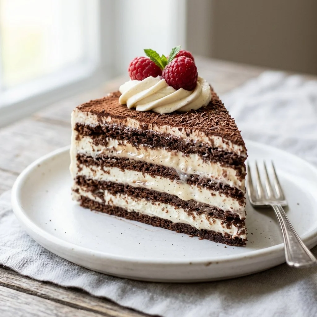 Delicious homemade Icebox Cake with layers of cream and cookies