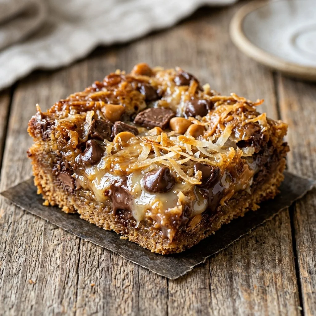 Delicious homemade Magic Cookie Bars with layers of chocolate and coconut