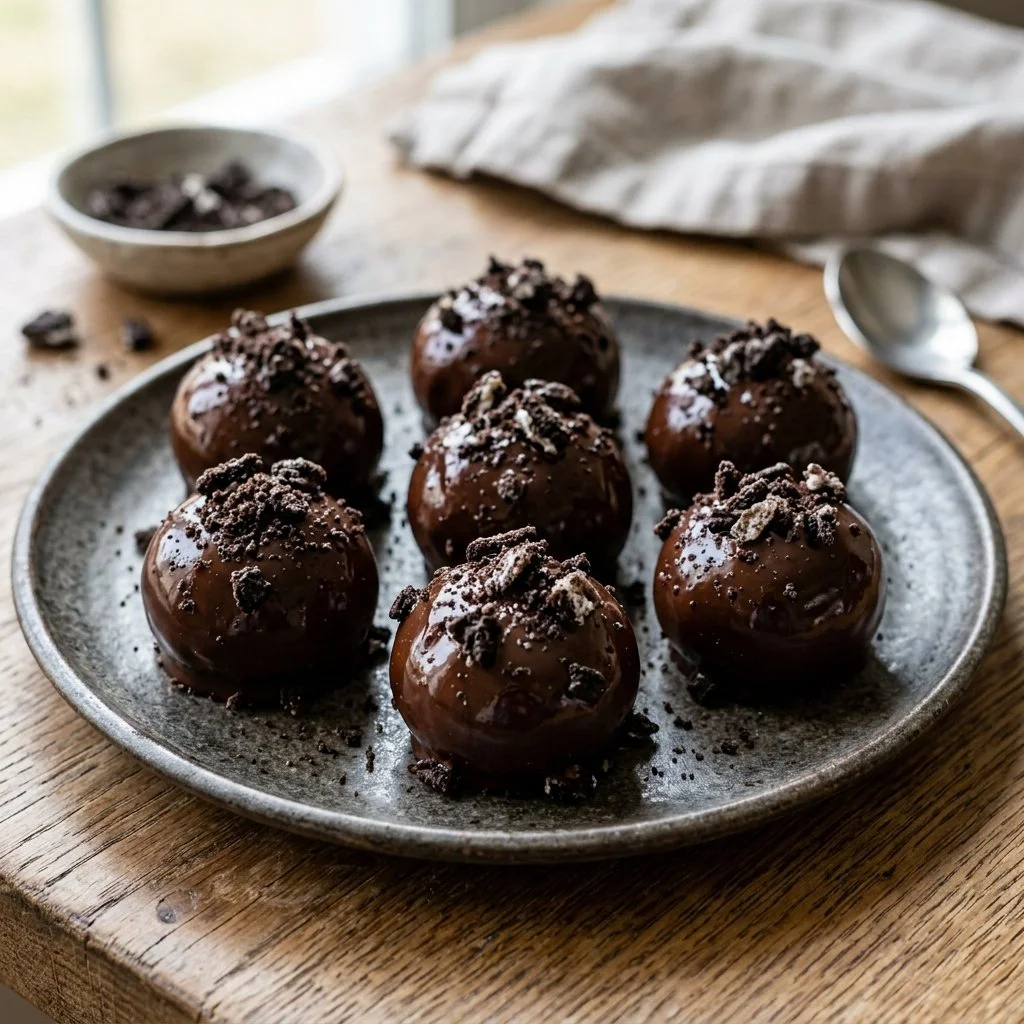 Delicious homemade Oreo truffles topped with chocolate sprinkles