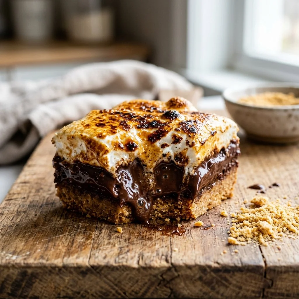 Delicious S'mores Bars made with chocolate, marshmallows, and graham crackers
